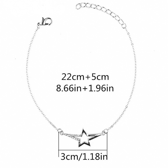 Silver Anklet w/CZ Star Pendant - Picture 6 of 7